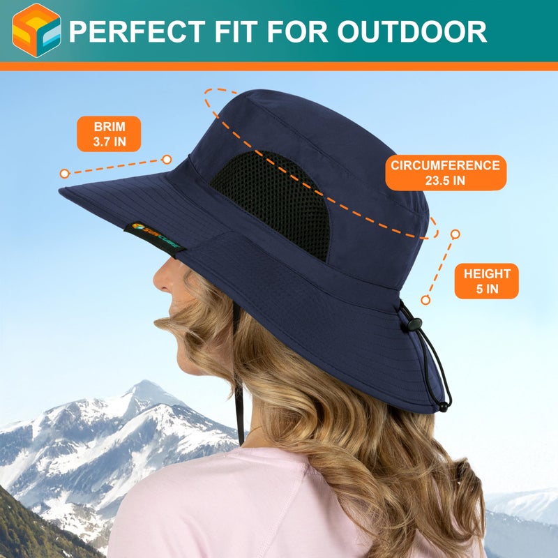 Suncube SUN CUBE Wide Brim Sun Hat Men Women, Mens Fishing Hats Sun UV Protection, Womens Hiking Bucket Hat, Outdoor Summer Safari Beach Boonie, Camping Unisex UPF 50+ Navy - Image 5